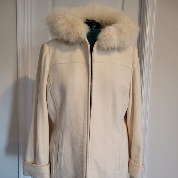 Wool Jacket with Fur Trimmed Hood - Picture 1 of 6